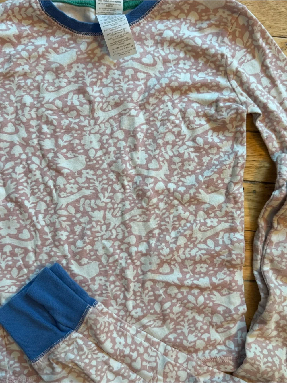 Mini Boden Kids Woodland Rabbit Print Pajama Set Pink Blue 9Y‎ 134cm Cotton